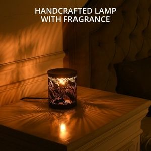 NWT Handcrafted Iron Peacock Pattern Lamp With Green Tea & Geranium Fragrance